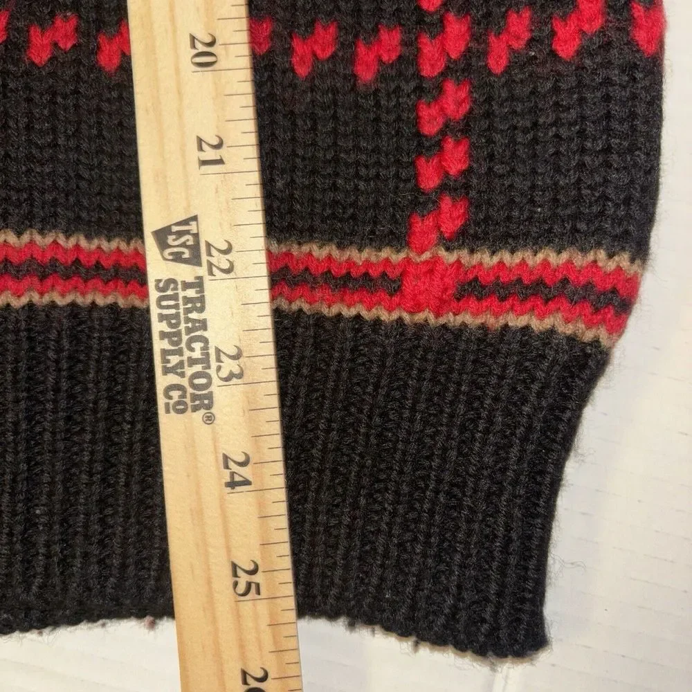 VTG 80s American Eagle Xmas Sweater Mens Large Red Green Black Plaid Chunky Wool